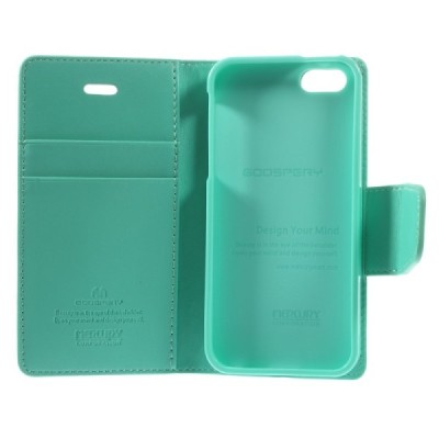 Mercury Sonata Apple iPhone 5S atvērams piparmētru ādas maciņš / Vacins.lv