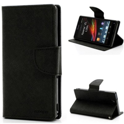 Sony Xperia Z Mercury juodas atverčiamas dėklas - piniginė / Priedai.lt