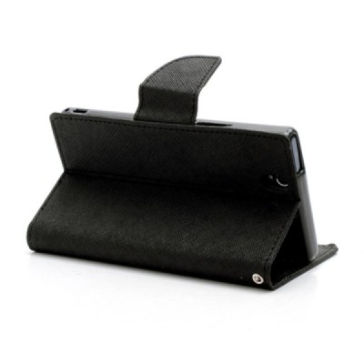 Sony Xperia Z Mercury juodas atverčiamas dėklas - piniginė / Priedai.lt