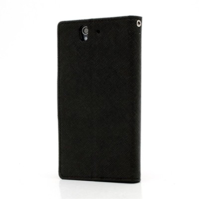 Sony Xperia Z Mercury juodas atverčiamas dėklas - piniginė / Priedai.lt