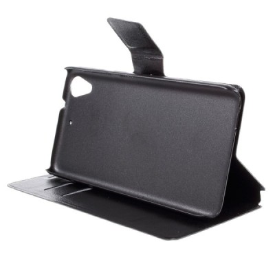 HTC Desire 626 atvēramais ādas melns maciņš (maks) / Vacins.lv