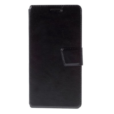 HTC Desire 626 atvēramais ādas melns maciņš (maks) / Vacins.lv