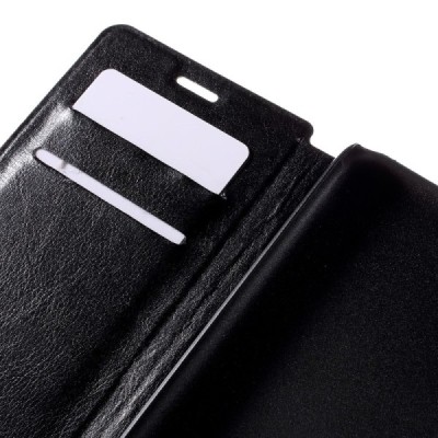 HTC Desire 626 atvēramais ādas melns maciņš (maks) / Vacins.lv