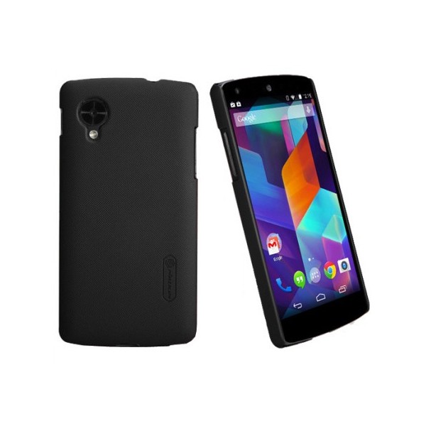 „Nillkin“ Super Frosted futrālis - melns + ekrāna aizsargplēve (Nexus 5)