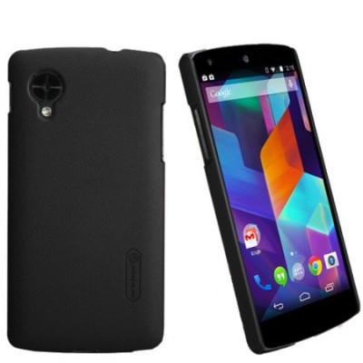 LG Nexus 5 E980 Nillkin Frosted Shield melns plastmasas futrālis + ekrāna aizsargplēve / Vacins.lv