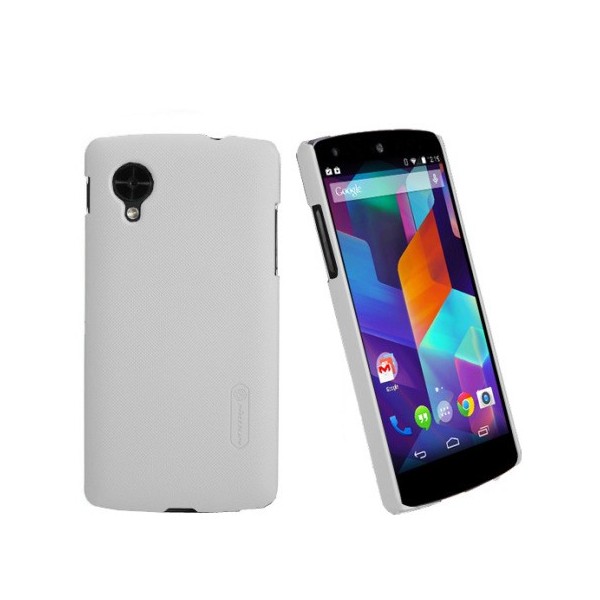 „Nillkin“ Super Frosted futrālis - balts + ekrāna aizsargplēve (Nexus 5)