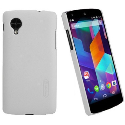 LG Nexus 5 E980 Nillkin Frosted Shield balts plastmasas futrālis + ekrāna aizsargplēve / Vacins.lv