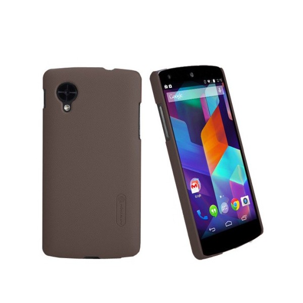 „Nillkin“ Super Frosted futrālis - brūns + ekrāna aizsargplēve (Nexus 5)