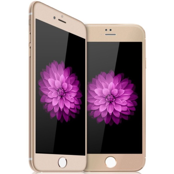 „Devia“ 9H Tempered Glass apsauginis ekrano stiklas 0.33 mm - auksinis + nugarėlės plėvelė (iPhone 6 / 6S)