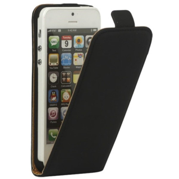 Klasikinis vertikaliai atverčiamas dėklas - juodas (iPhone 5 / 5S / SE 2016)