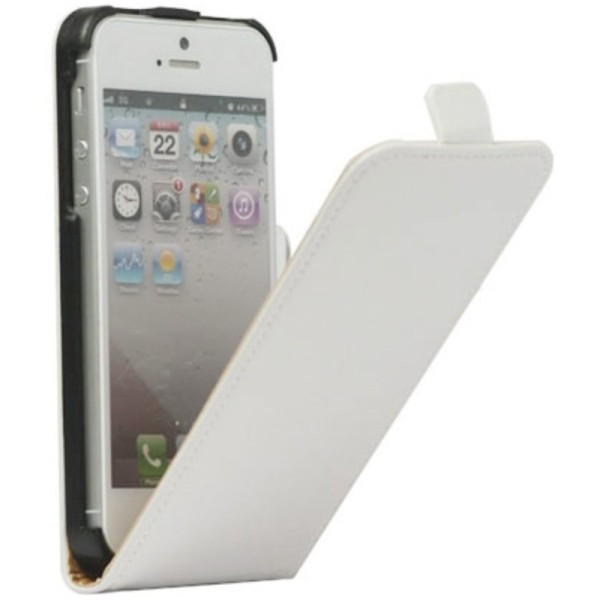 Klasikinis vertikaliai atverčiamas dėklas - baltas (iPhone 5 / 5S / SE 2016)