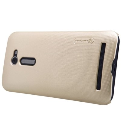 Asus Zenfone 2 5.0 (ZE500CL) Nillkin Frosted Shield zelta plastmasas apvalks + ekrāna aizsargplēve / Vacins.lv