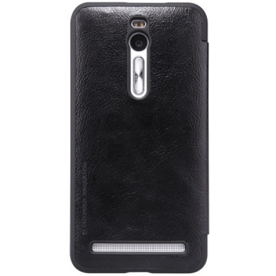 Greznais „Nillkin“ Qin sērijas ādas atvērams melns Asus Zenfone 2 5.5 (ZE550ML, ZE551ML) maciņš / Vacins.lv