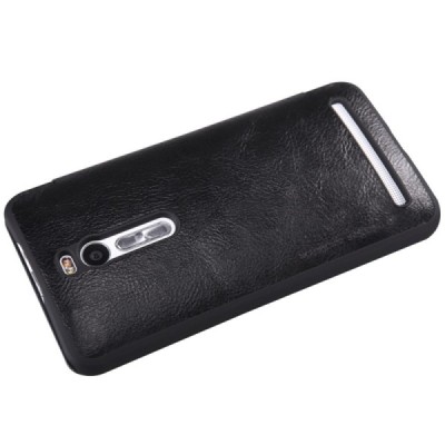 Greznais „Nillkin“ Qin sērijas ādas atvērams melns Asus Zenfone 2 5.5 (ZE550ML, ZE551ML) maciņš / Vacins.lv