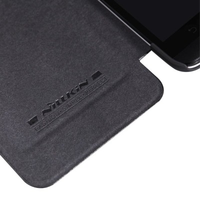 Greznais „Nillkin“ Qin sērijas ādas atvērams melns Asus Zenfone 2 5.5 (ZE550ML, ZE551ML) maciņš / Vacins.lv