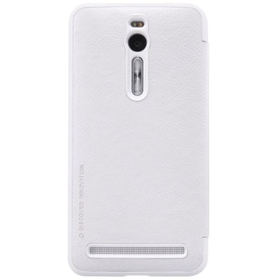 Greznais „Nillkin“ Qin sērijas ādas atvērams balts Asus Zenfone 2 5.5 (ZE550ML, ZE551ML) maciņš / Vacins.lv