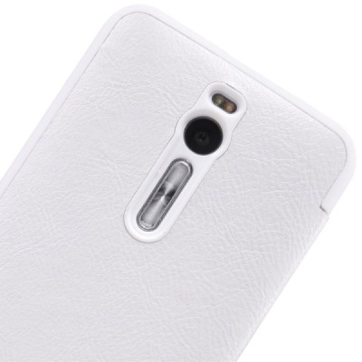 Greznais „Nillkin“ Qin sērijas ādas atvērams balts Asus Zenfone 2 5.5 (ZE550ML, ZE551ML) maciņš / Vacins.lv