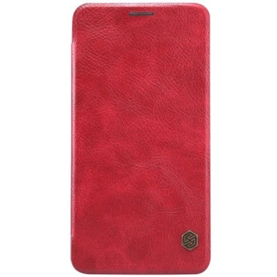 Greznais „Nillkin“ Qin sērijas ādas atvērams sarkans Asus Zenfone 2 5.5 (ZE550ML, ZE551ML) maciņš / Vacins.lv