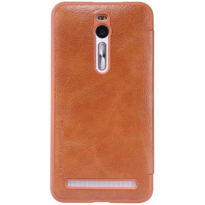 Greznais „Nillkin“ Qin sērijas ādas atvērams brūns Asus Zenfone 2 5.5 (ZE550ML, ZE551ML) maciņš / Vacins.lv