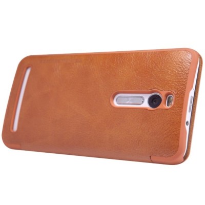 Greznais „Nillkin“ Qin sērijas ādas atvērams brūns Asus Zenfone 2 5.5 (ZE550ML, ZE551ML) maciņš / Vacins.lv