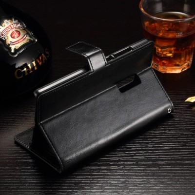 OnePlus 2 (Two) atvēramais ādas melns maciņš (maks) / Vacins.lv