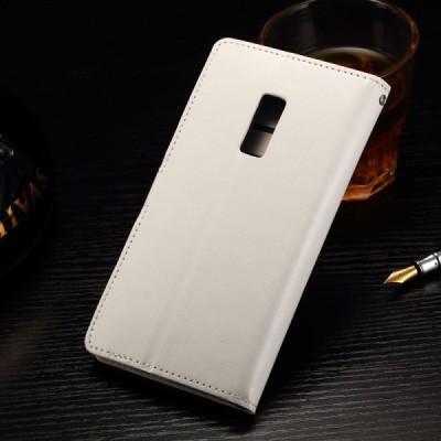 OnePlus 2 (Two) atvēramais ādas balts maciņš (maks) / Vacins.lv
