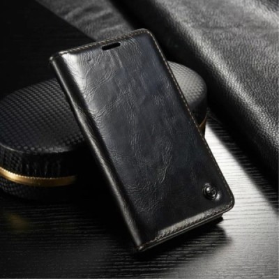 Samsung Galaxy S5 mini (G800) „CaseMe“ solidus atverčiamas juodas odinis dėklas - knygutė / Priedai.lt