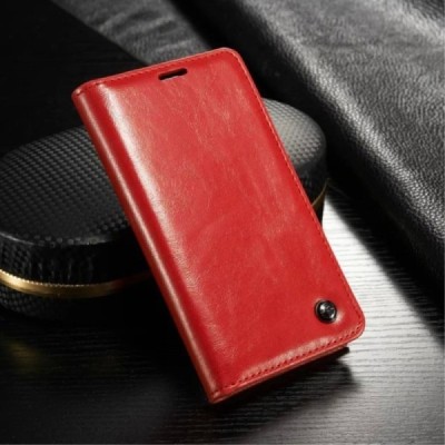 Samsung Galaxy S5 mini (G800) „CaseMe“ solidus atverčiamas raudonas odinis dėklas - knygutė / Priedai.lt