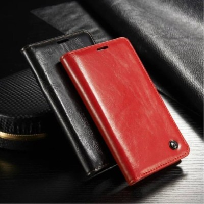 Samsung Galaxy S5 mini (G800) „CaseMe“ solidus atverčiamas raudonas odinis dėklas - knygutė / Priedai.lt