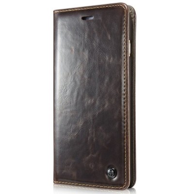 Samsung Galaxy S5 mini „CaseMe“ solīds atvēramais ādas brūns maciņš - maks / Vacins.lv