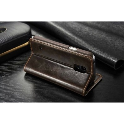Samsung Galaxy S5 mini „CaseMe“ solīds atvēramais ādas brūns maciņš - maks / Vacins.lv