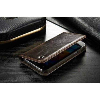 Samsung Galaxy S5 mini „CaseMe“ solīds atvēramais ādas brūns maciņš - maks / Vacins.lv