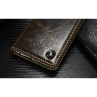 Samsung Galaxy S5 mini „CaseMe“ solīds atvēramais ādas brūns maciņš - maks / Vacins.lv