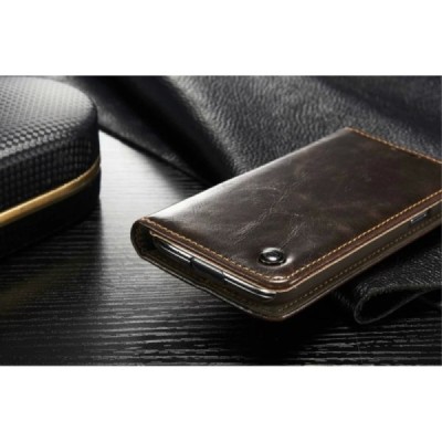 Samsung Galaxy S5 mini „CaseMe“ solīds atvēramais ādas brūns maciņš - maks / Vacins.lv