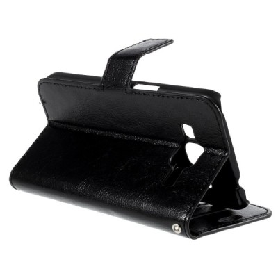 Samsung Galaxy Core Prime LTE (G360) atvēramais ādas melns maciņš (maks) / Vacins.lv