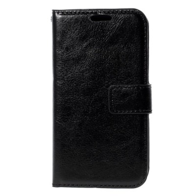 Samsung Galaxy Core Prime LTE (G360) atvēramais ādas melns maciņš (maks) / Vacins.lv