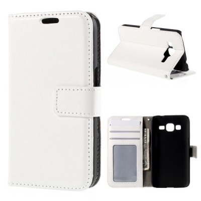 Samsung Galaxy Core Prime LTE (G360) atverčiamas baltas odinis dėklas - piniginė / Priedai.lt
