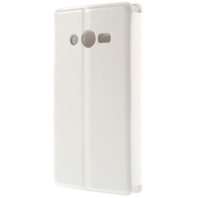 Samsung Galaxy Core Prime LTE (G360) atverčiamas baltas odinis dėklas - piniginė / Priedai.lt