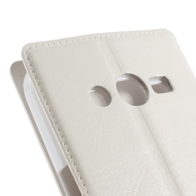 Samsung Galaxy Core Prime LTE (G360) atverčiamas baltas odinis dėklas - piniginė / Priedai.lt