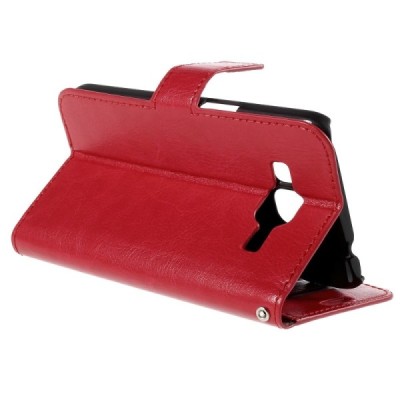 Samsung Galaxy Core Prime LTE (G360) atvēramais ādas sarkans maciņš (maks) / Vacins.lv