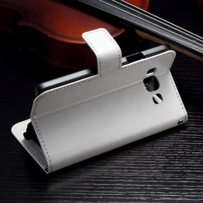 Samsung Galaxy A3 2015 (A300F) atverčiamas baltas odinis dėklas - piniginė / Priedai.lt