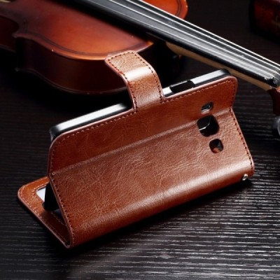 Samsung Galaxy A3 2015 (A300F) atvēramais ādas brūns maciņš (maks) / Vacins.lv