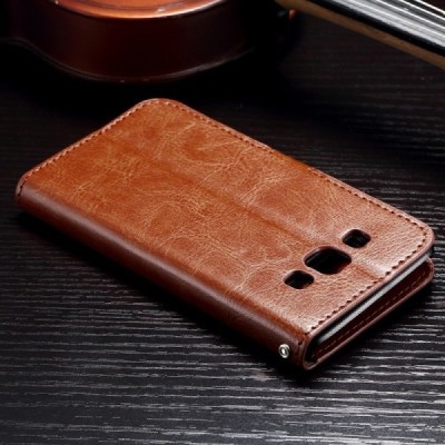 Samsung Galaxy A3 2015 (A300F) atvēramais ādas brūns maciņš (maks) / Vacins.lv