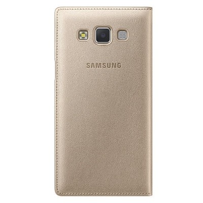 Samsung Galaxy A5 S View Cover atvērams zelta ādas maciņš / Vacins.lv
