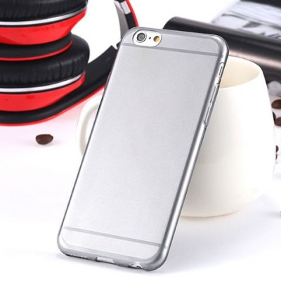 Apple iPhone 6 (6s) skaidrus (permatomas) pilkas (tamsintas) kieto silikono TPU ploniausias pasaulyje dėklas / Priedai.lt