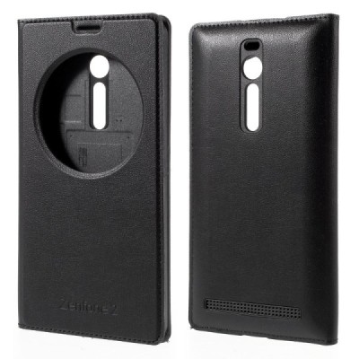 Asus Zenfone 2 5.5 (ZE550ML, ZE551ML) melns atvēramais Smart Window ādas maciņš / Vacins.lv