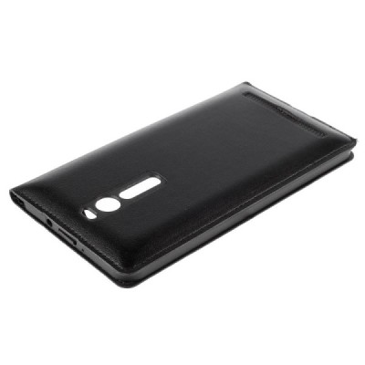 Asus Zenfone 2 5.5 (ZE550ML, ZE551ML) melns atvēramais Smart Window ādas maciņš / Vacins.lv