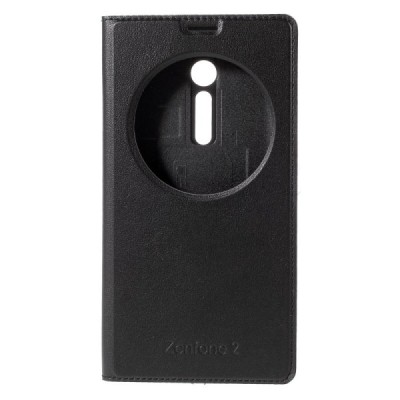 Asus Zenfone 2 5.5 (ZE550ML, ZE551ML) melns atvēramais Smart Window ādas maciņš / Vacins.lv