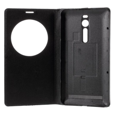 Asus Zenfone 2 5.5 (ZE550ML, ZE551ML) melns atvēramais Smart Window ādas maciņš / Vacins.lv