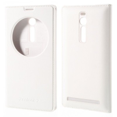 Asus Zenfone 2 5.5 (ZE550ML, ZE551ML) balts atvēramais Smart Window ādas maciņš / Vacins.lv